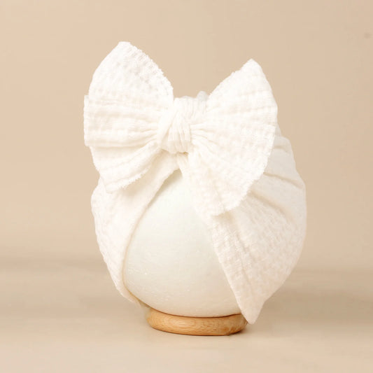 Lovely Bowknot Knitted Baby Hat Cute Solid Color Turban - BabyHaven