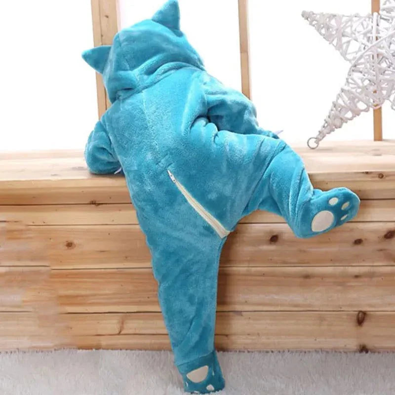 Blue toddler Pokemon costume with hood and paw details, designed for ages 9 months to 2.5 years.