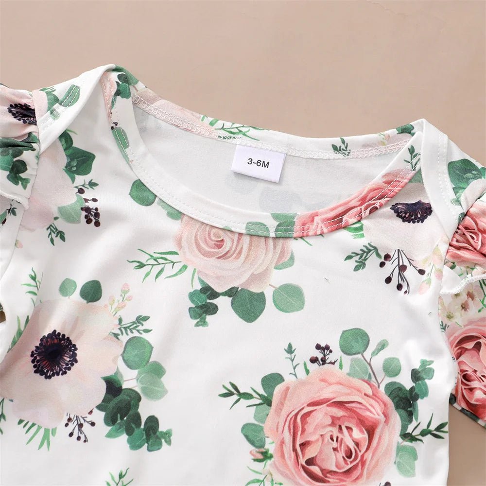 0 - 12Months Newborn Baby Girl 3PCS Clothes Set Floral Outfit - BabyHaven
