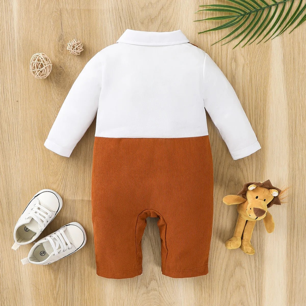 Baby Boys 3D Lion Pattern Long Sleeve Long Leg Romper Set - BabyHaven