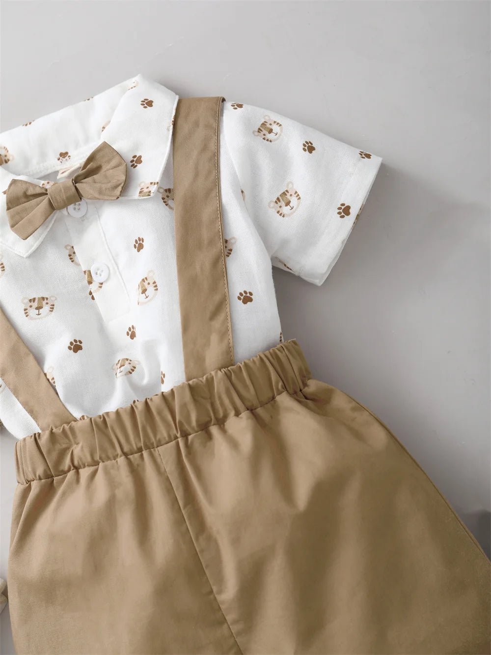 2PCS Infant Boy Clothes Set Tiger Print Short Sleeve Suit - BabyHaven