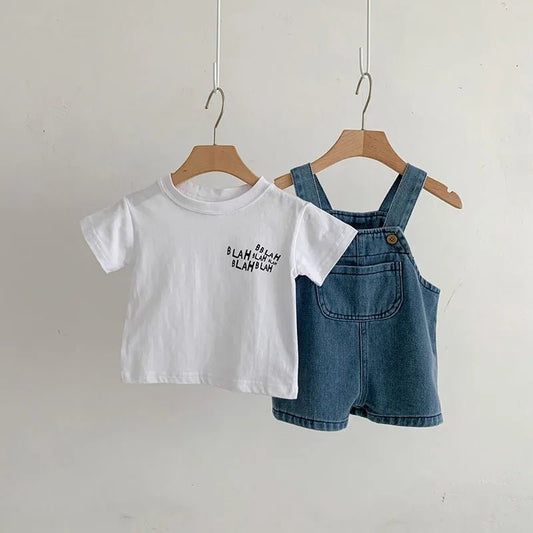 Summer Baby Clothing Set Girls Clothes Infant Tee Denim Overall - BabyHaven