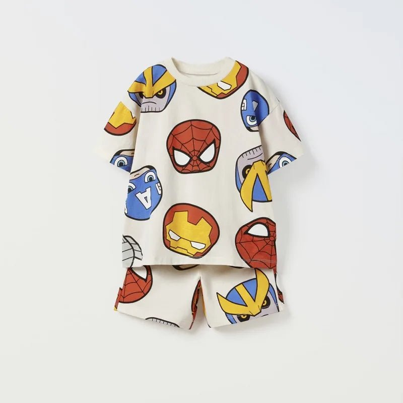 Simba Printed Boys Tracksuit Summer Short Sleeve Suit Children's Loose Fashion Baby T-Shirt Outfit - BabyHaven