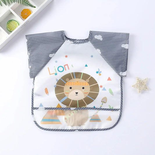 Baby Bibs Cute Colorful Cartoon Waterproof Bib Infant Eating Children Drawing Long Sleeve Pocket Apron Self Feeding Baby 0 - 3Y - BabyHaven