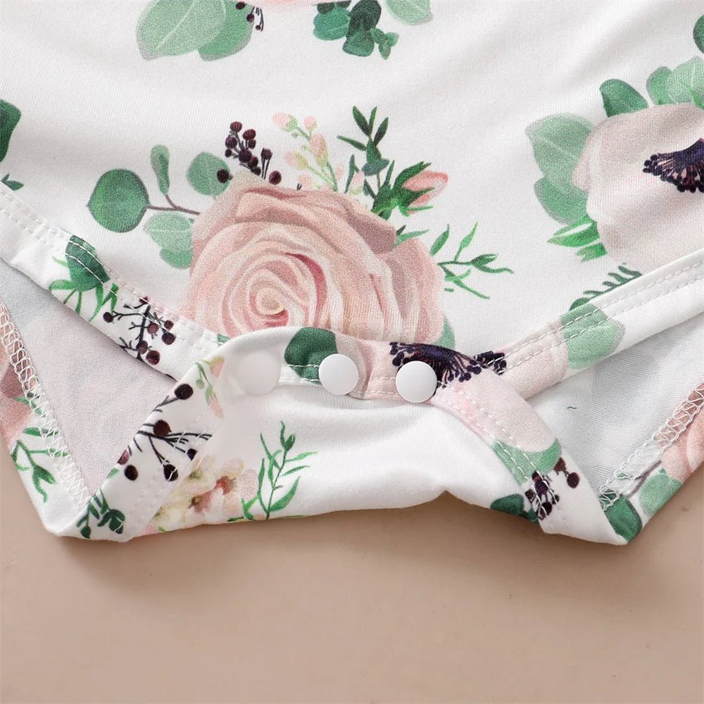 0 - 12Months Newborn Baby Girl 3PCS Clothes Set Floral Outfit - BabyHaven