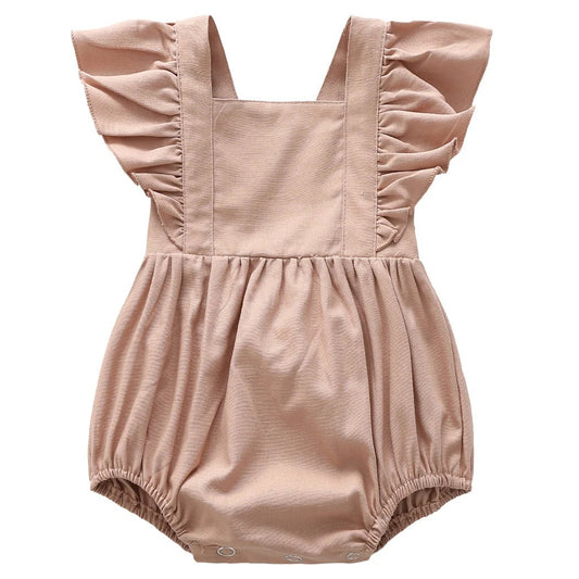 Adorable Linen Baby Clothes Ruffles Lace Sleeve Bodysuit - BabyHaven