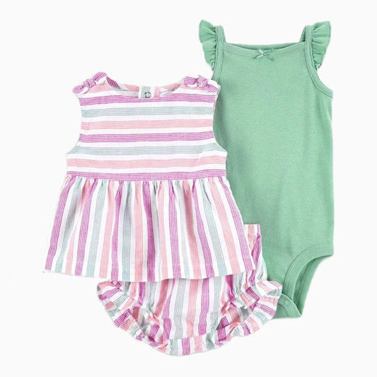 Summer Baby Girls Clothes Set Cotton Flower Fashion Infant Outfits 3Pcs - BabyHaven