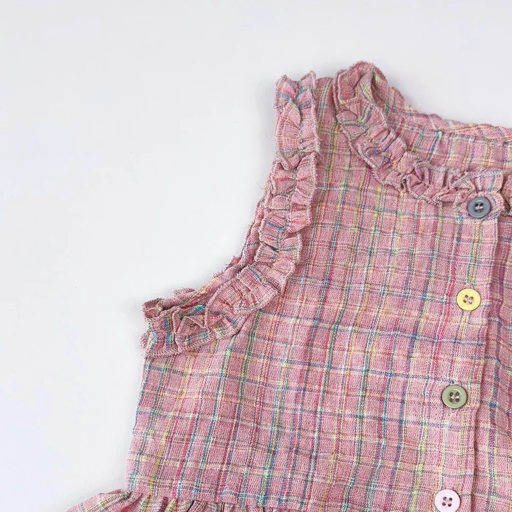 Pink Girls Summer Two Piece Set with Single Breasted Sleeveless Top and Casual Pants Kids Clothes - BabyHaven