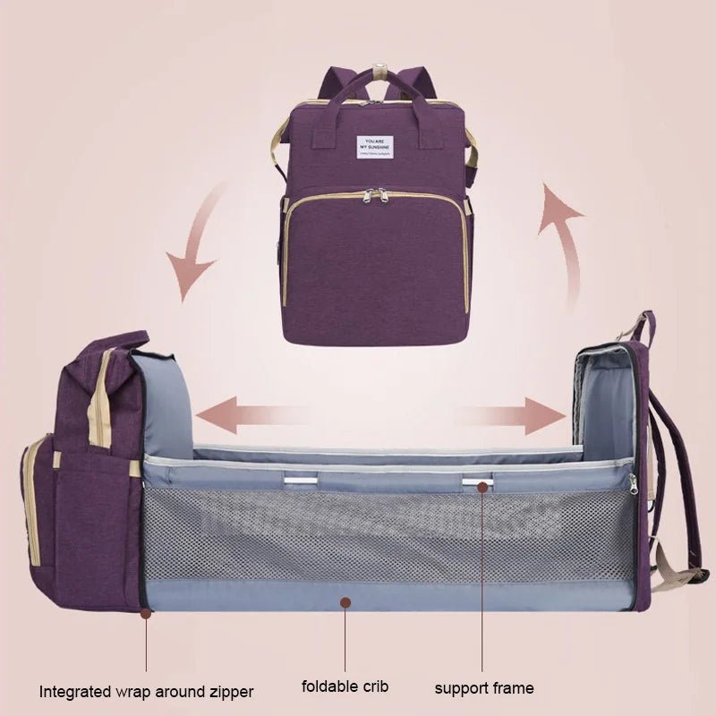 New Folding Mommy Bag Lightweight Portable Crib Bed Backpack - BabyHaven