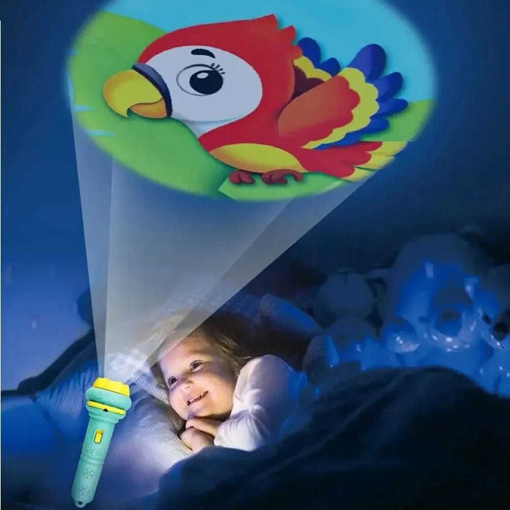10 Cards Cartoon Projection Flashlight 80 Patterns Toy - BabyHaven