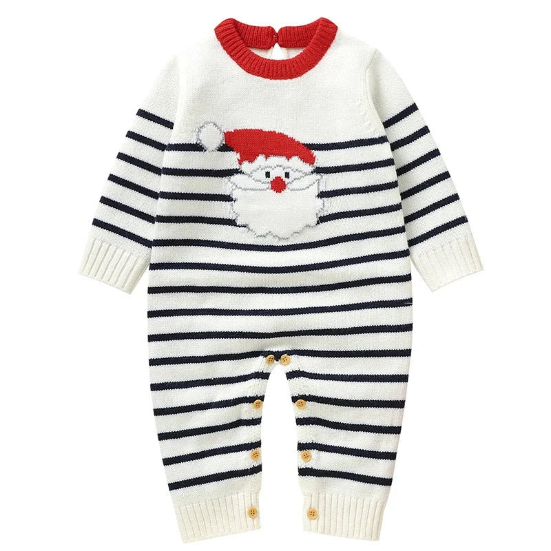 Christmas Rompers Red Winter Newborn Reindeer Knit Infant Boys Girl Long Sleeve Cartoon Snowman Rompers Toddler Outwear Clothes