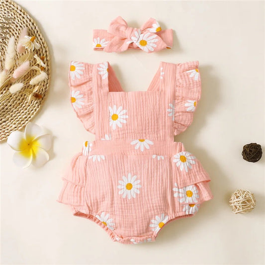 Infant Baby Girl Romper Clothes Ruffle Sleeveless Bodysuit - BabyHaven