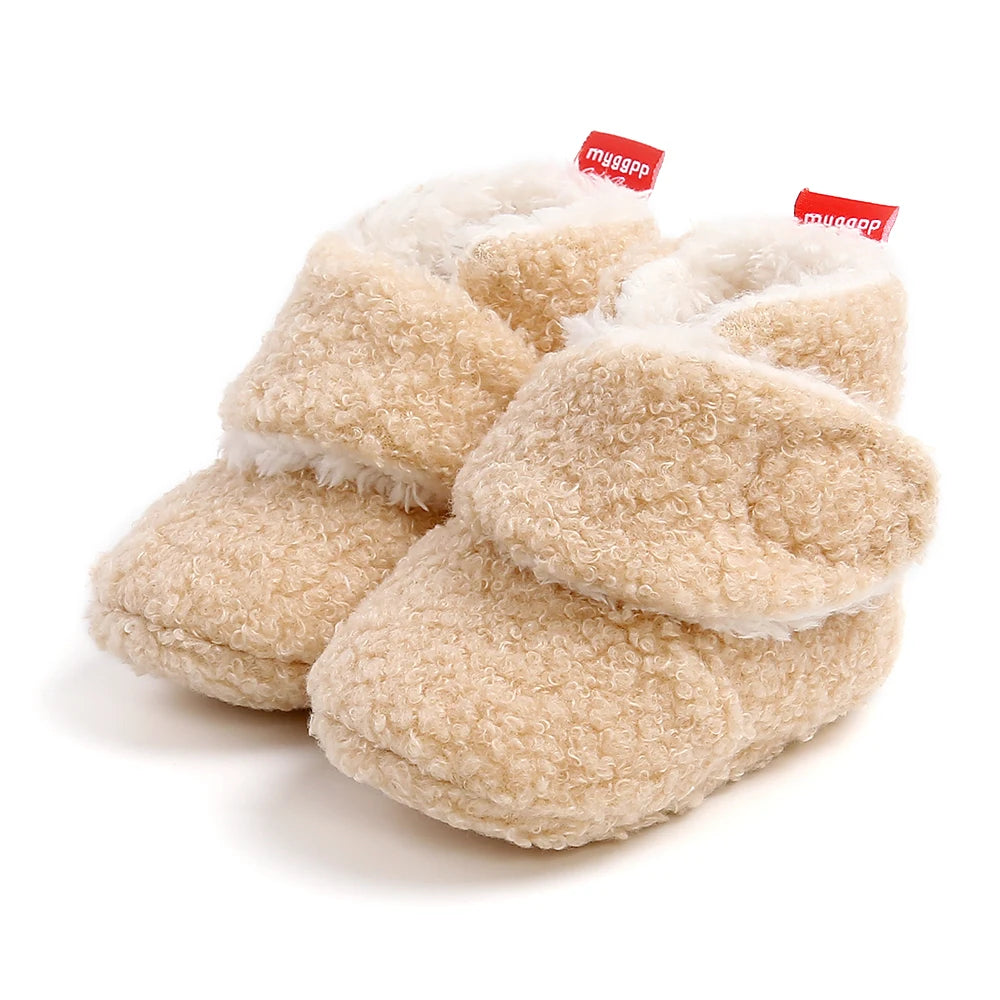 Infant Baby Boy Girl Cozy Fleece Bootie Newborn Stay On Slipper Winter Warm Gripper Non-Slip Crib Shoes