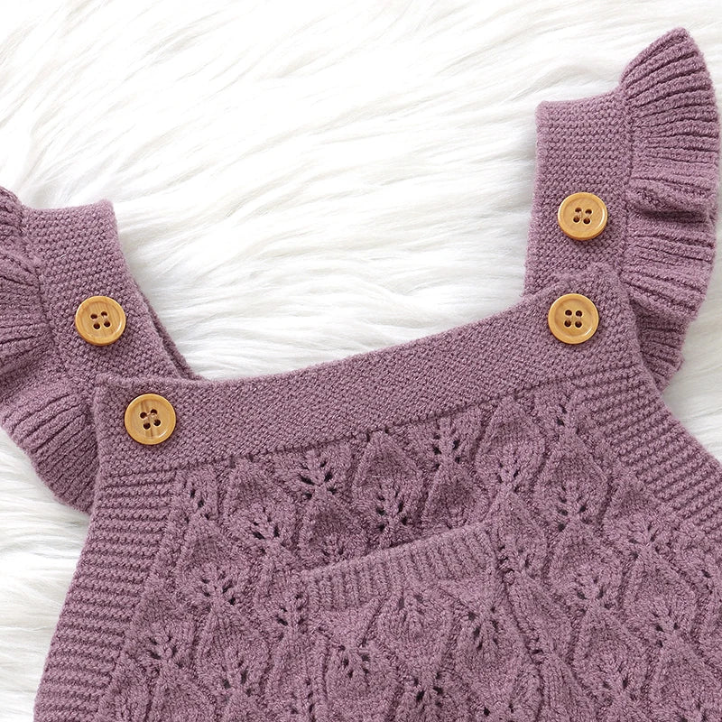 Baby Girls Knit Rompers Sleeveless One Piece Newborn Infant Solid Jumpsuits 0 - 18 Months Toddler Spring Autumn Outfits - BabyHaven