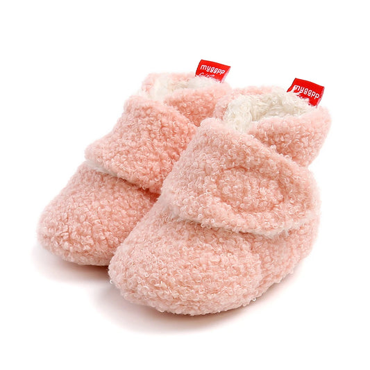 Infant Baby Boy Girl Cozy Fleece Bootie Newborn Stay On Slipper Winter Warm Gripper Non-Slip Crib Shoes