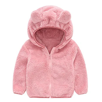 Flowers Autumn Winter Girls Jacket Fur Collar Keep Warm Little Princess Coat Hooded Zipper Baby Outerwear 1-5 Years Kids Clothes