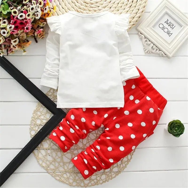 Children's Set 0 - 2 Year Old Pure Cotton Dot Girl's T-shirt and Pants Set - BabyHaven