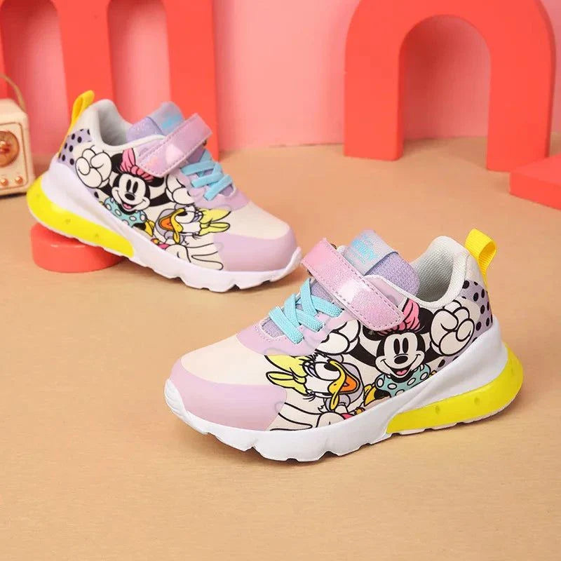 Magical Shine Disney flash shoes for girls with vibrant designs featuring beloved characters.