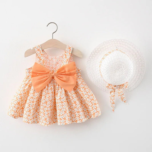 2Piece Summer Newborn Dresses Toddler Clothes Cute Bow Flowers Beach Infant Princess Dress Baby Girl Clothing Set - BabyHaven