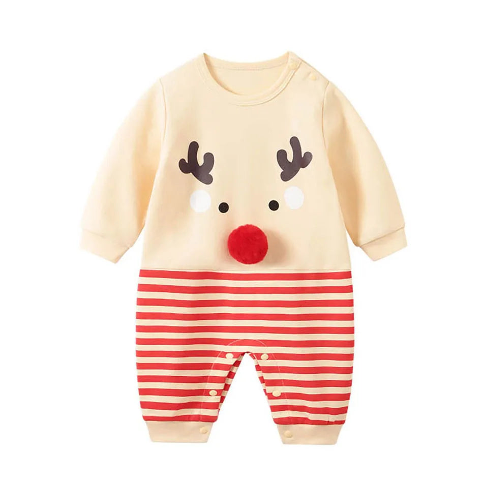 Baby Romper with Hat Newborn Xmas Costume Infant Christmas Outfit Boys Girls Santa Claus One-Piece Reindeer Jumpsuit 0-18 Months