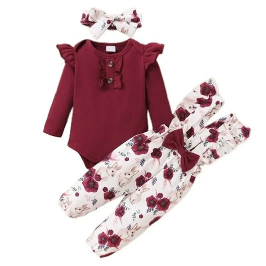 Months Newborn Baby Girl 3PCS Clothes Set Outfit Cute - BabyHaven