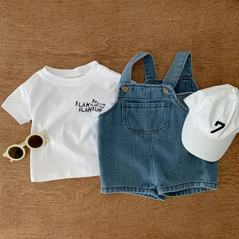 Summer Baby Clothing Set Girls Clothes Infant Tee Denim Overall - BabyHaven