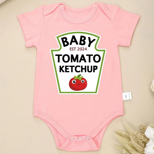 Funny Cute Baby Tomato Ketchup Bodysuit 100% Cotton Red - BabyHaven