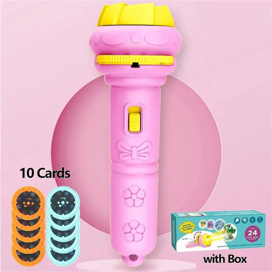 10 Cards Cartoon Projection Flashlight 80 Patterns Toy - BabyHaven