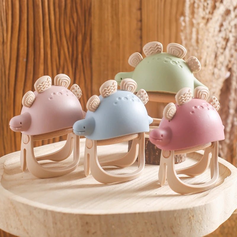 Baby Dinosaur teether Silicone baby toys 0 12 months newborn things Gloves Anti - lost Toys Soft material Silicone baby teether - BabyHaven