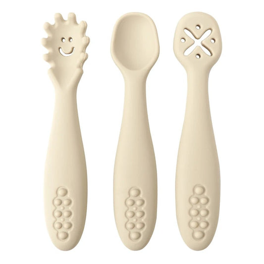 3PCS Silicone Spoon Fork Set For Baby Feeding Utensils - BabyHaven