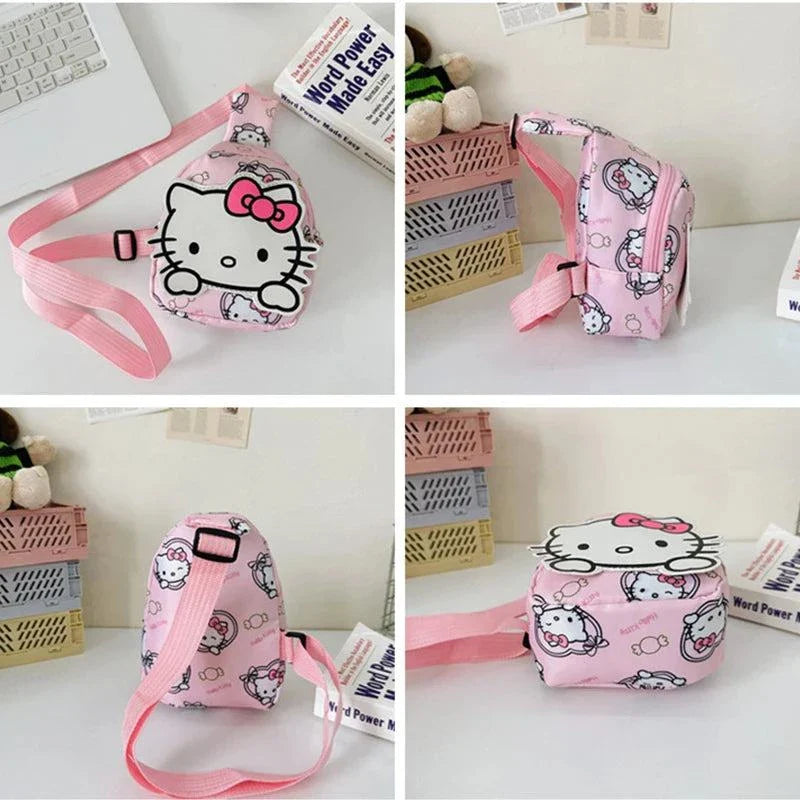 Hello Kitty bag for kids with pink design and adjustable straps.