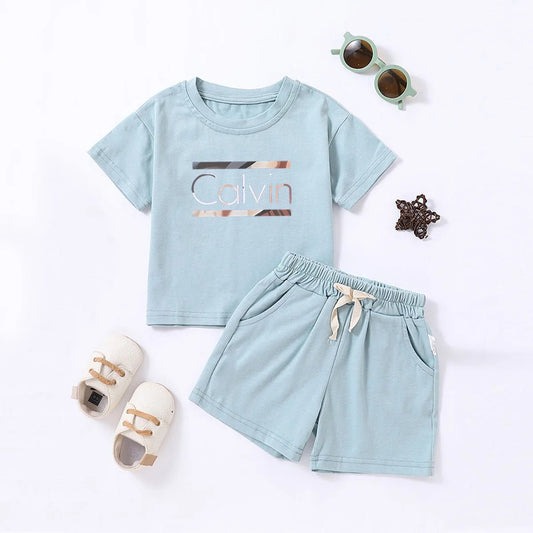 Kids Summer Boys Girls Short Sleeve Shorts Sports Suit Casual Fashion Letter Printed Trendy Clothing - BabyHaven
