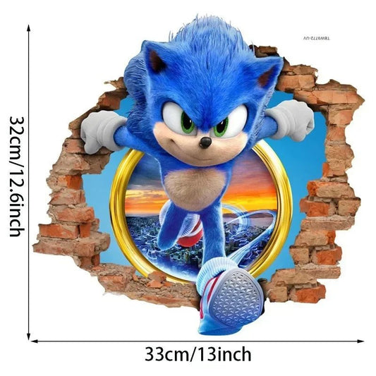 Sonic Cartoon Sticker PVC Wallpaper Game Poster 3D Anime - BabyHaven
