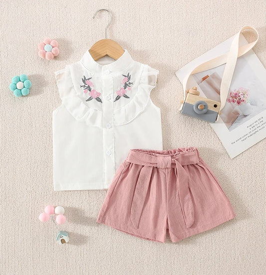 (0 - 3 Years Old) Summer Baby Girl Cotton Flower Top Set - BabyHaven