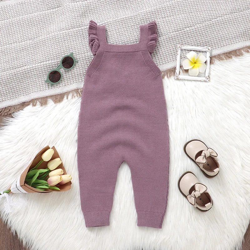 Baby Girls Knit Rompers Sleeveless One Piece Newborn Infant Solid Jumpsuits 0 - 18 Months Toddler Spring Autumn Outfits - BabyHaven