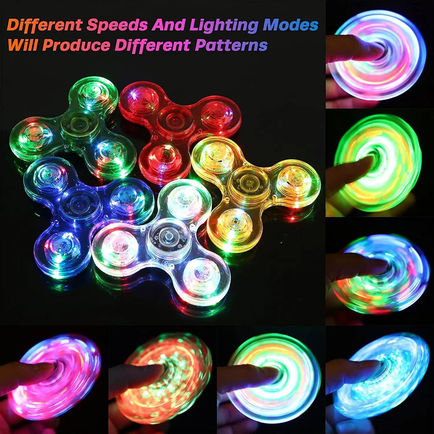 LED Light Up Fidget Spinner Luminous Finger Toy for Stress Relief - BabyHaven