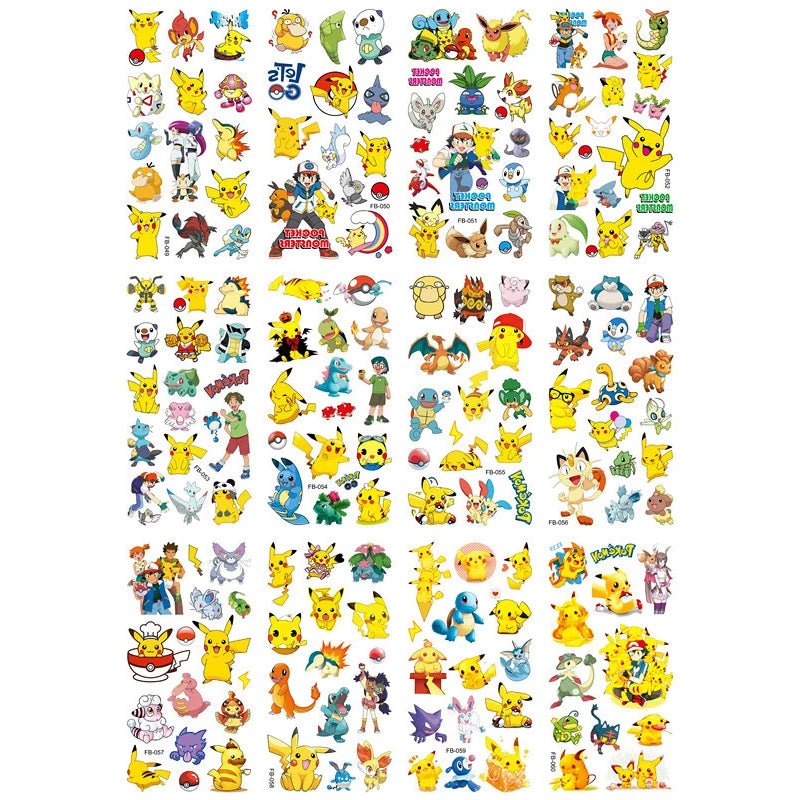 12pcs TAKARA TOMY Pikachu Tattoo Stickers Waterproof Gift - BabyHaven