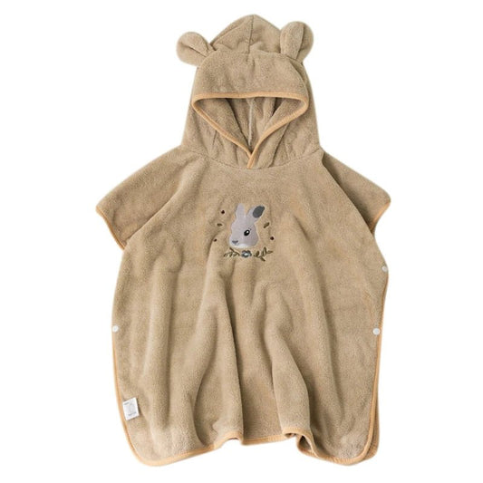 Hooded Baby Bath Towels Embroidery Kids Bathrobe Soft Coral Velvet Baby Bath Items Cartoon Infant Shower Wear Cloak 60*120cm - BabyHaven