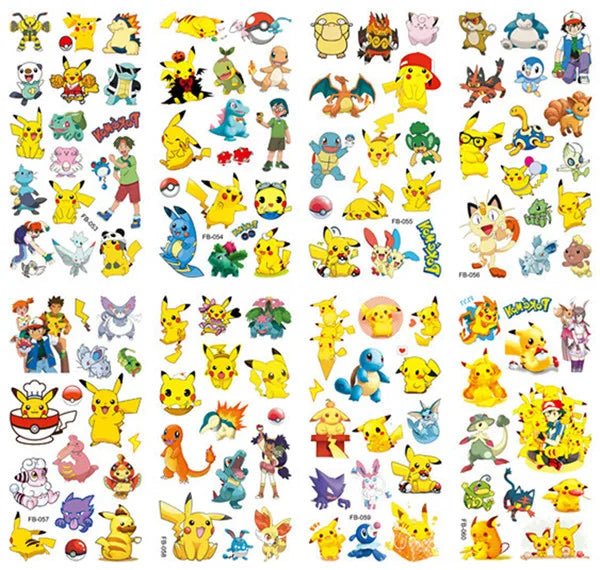 12pcs TAKARA TOMY Pikachu Tattoo Stickers Waterproof Gift - BabyHaven