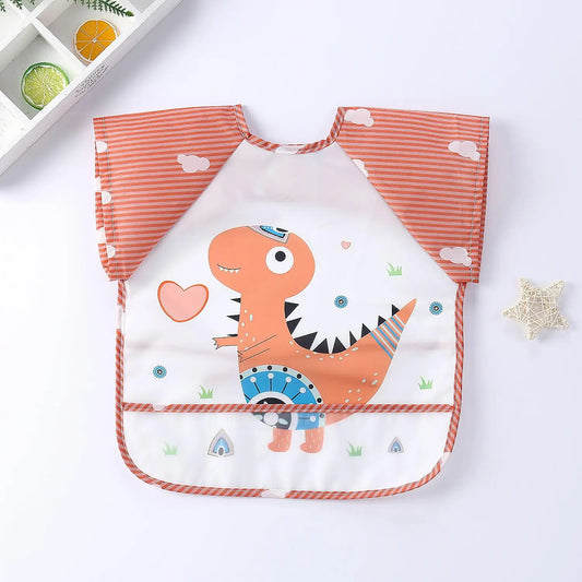 Baby Bibs Cute Colorful Cartoon Waterproof Bib Infant Eating Children Drawing Long Sleeve Pocket Apron Self Feeding Baby 0 - 3Y - BabyHaven