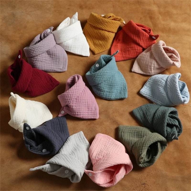 3Pcs/Lot Baby Muslin Bibs Soft Cotton Solid Color Bibs - BabyHaven
