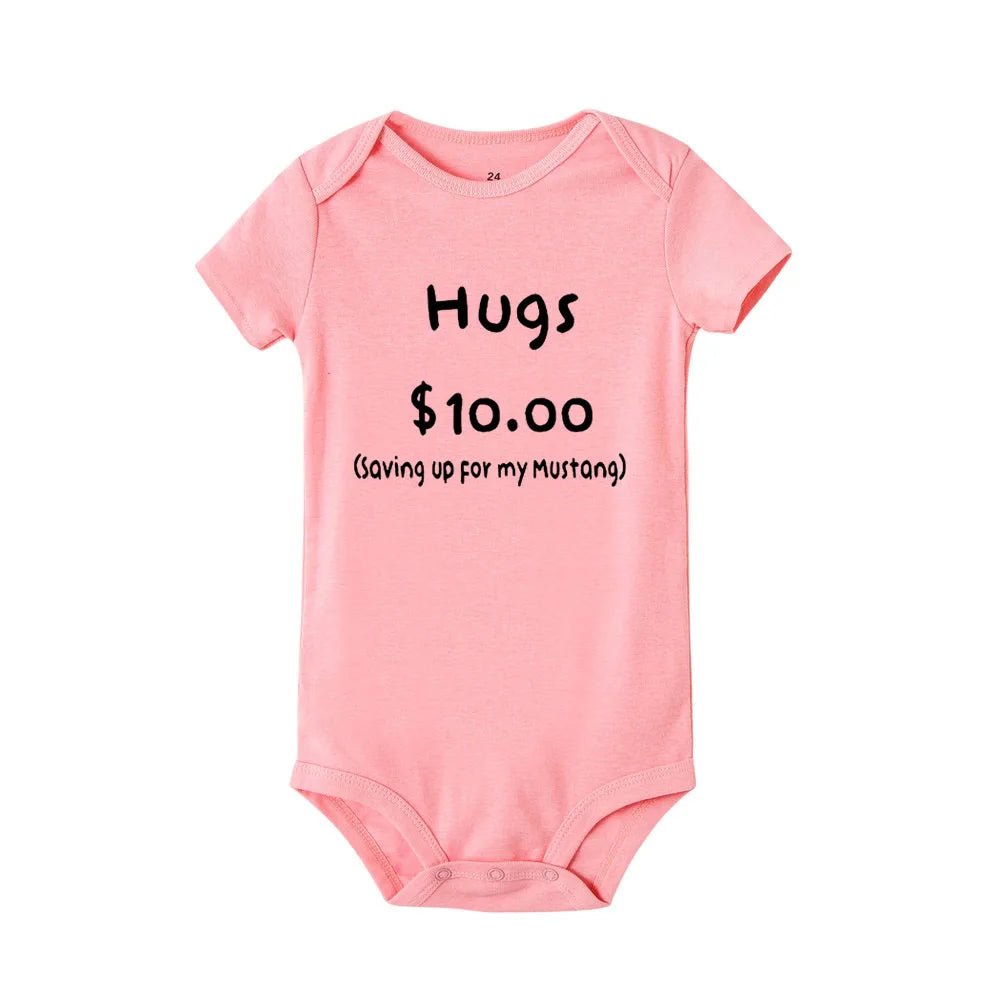Summer Newborn Jumpsuit Hugs 10 Saving Up for My Mustang Funny Infant Bodysuit Baby Boy Girl Letter Print Playsuit - BabyHaven
