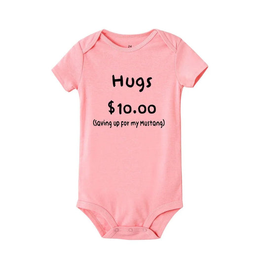 Summer Newborn Jumpsuit Hugs 10 Saving Up for My Mustang Funny Infant Bodysuit Baby Boy Girl Letter Print Playsuit - BabyHaven