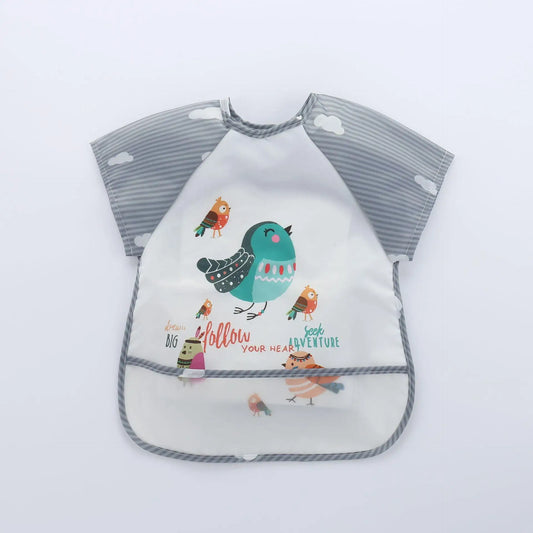 Baby Bibs Cute Colorful Cartoon Waterproof Bib Infant Eating Children Drawing Long Sleeve Pocket Apron Self Feeding Baby 0 - 3Y - BabyHaven