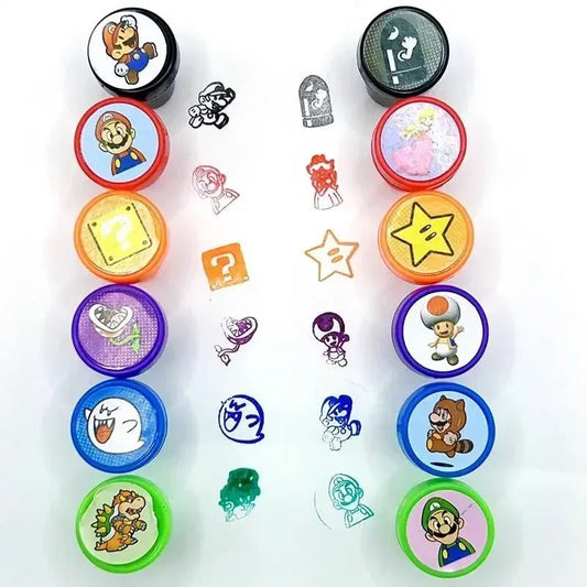 12pcs Super Marios Bros Cartoon Toy Signet Anime Seal - BabyHaven