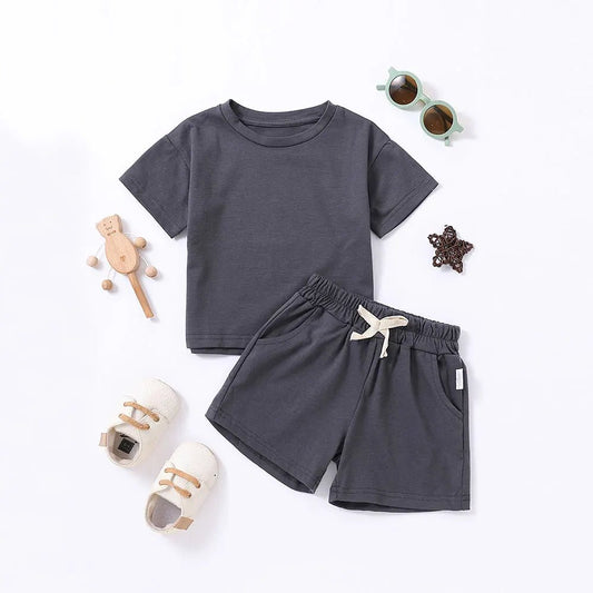 Kids Summer Boys Girls Short Sleeve Shorts Sports Suit Casual Fashion Letter Printed Trendy Clothing - BabyHaven