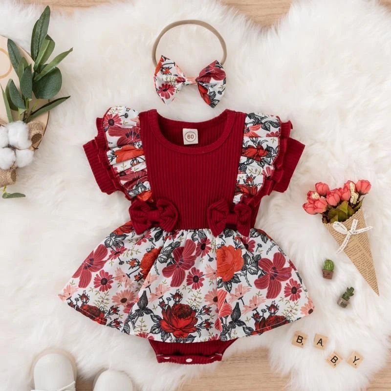 Summer Baby Girl Dress With Bowknot Striped Jumpsuit - BabyHaven