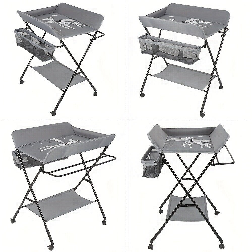 Adjustable Changing Table With Storage Basket And Wheels - BabyHaven