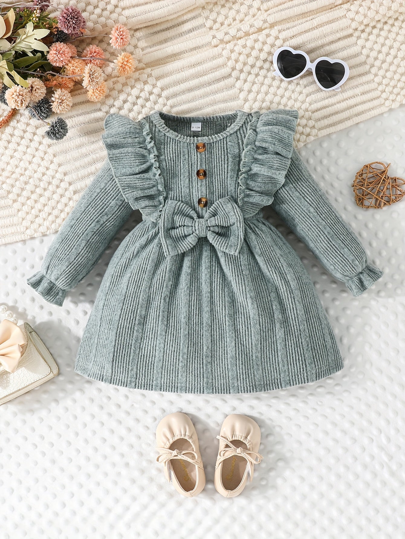 Cute Casual Knit Dress for Girls with Flared Hem Style - BabyHaven