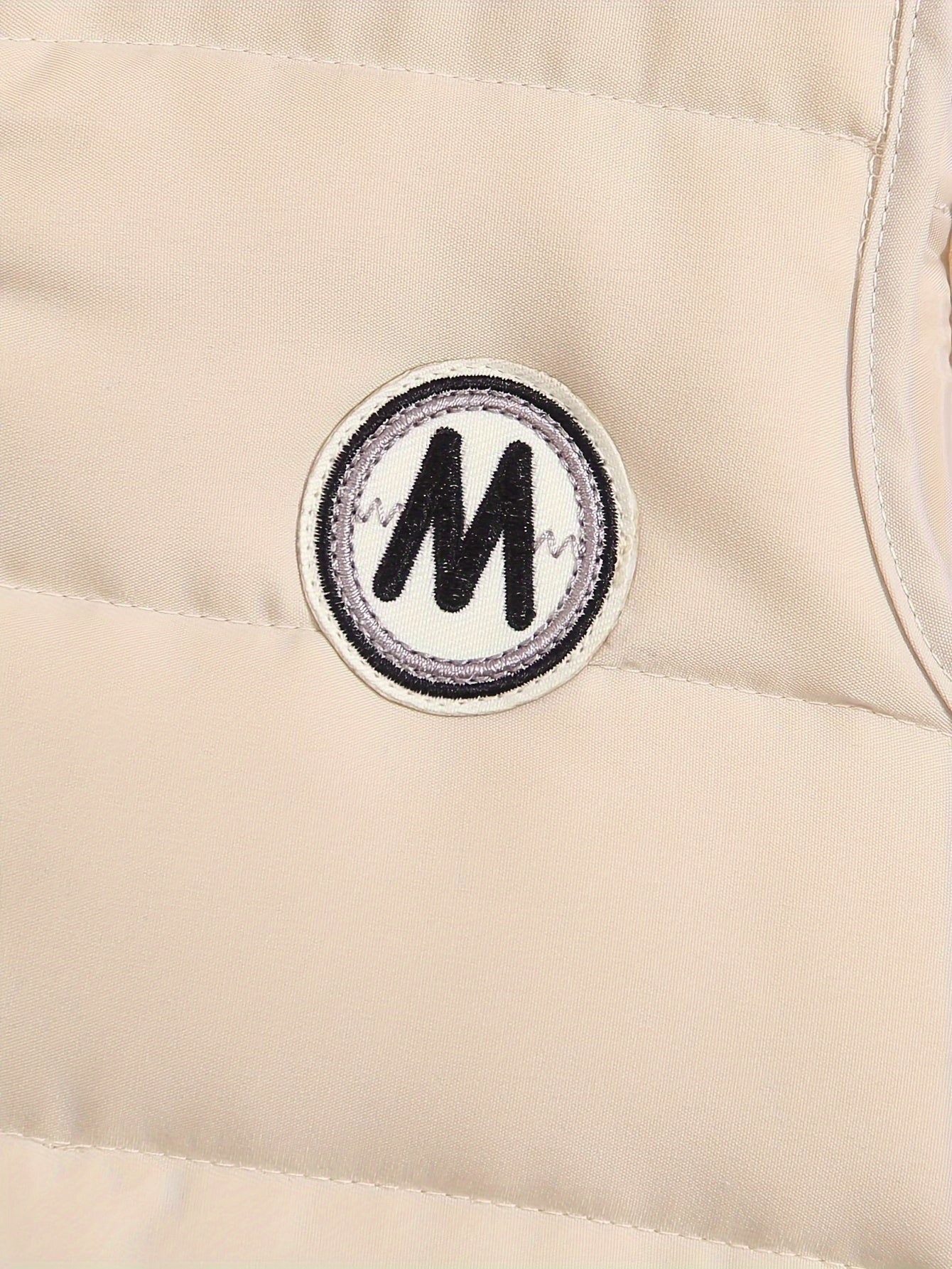 Men's Toddler Autumn and Winter Casual 3 Piece Set Beige Zip Up Hoodie Vest Long Sleeve Sweatpants with M Logo Polyester Blend Knit Fabric Stylish Toddler Outfit